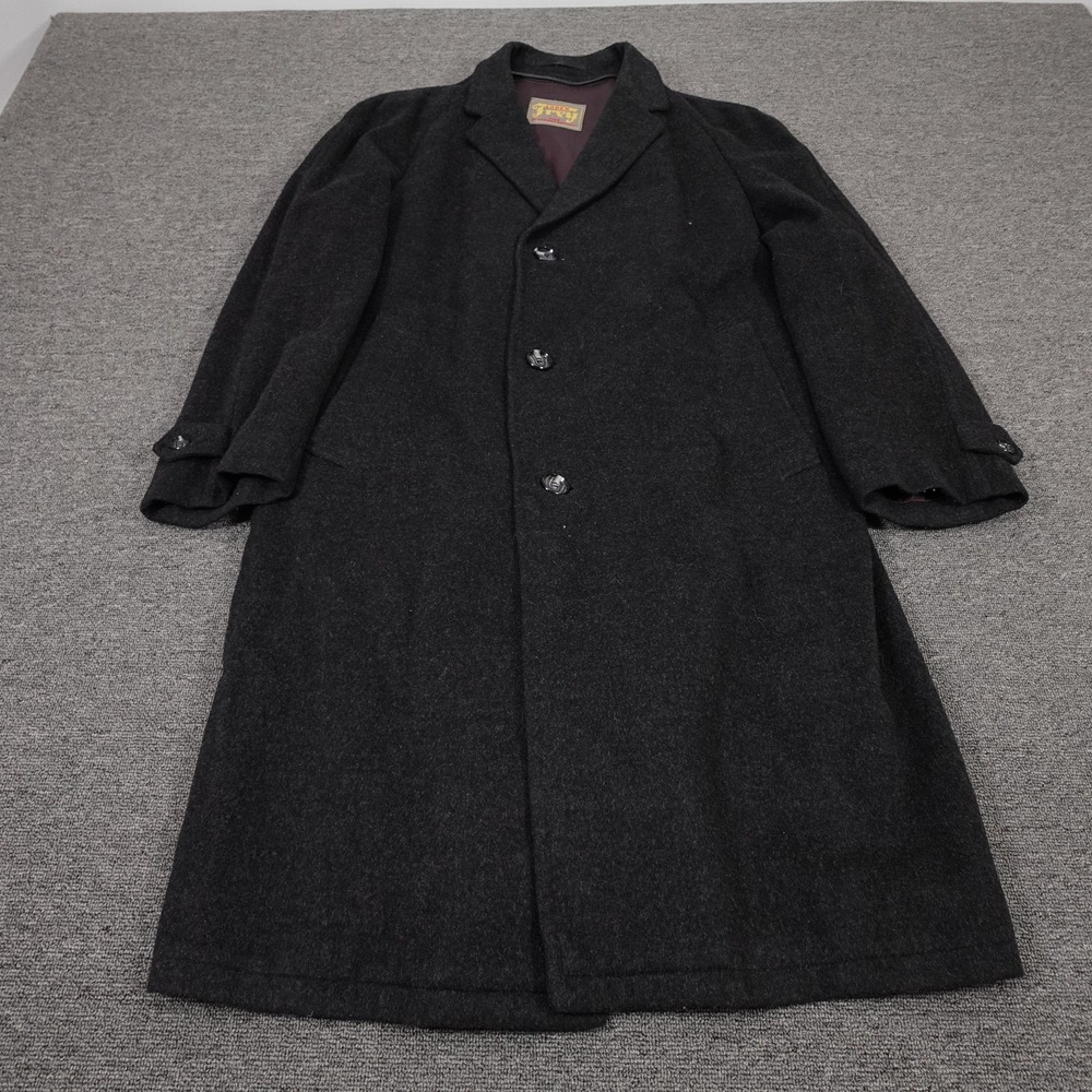 Vintage Lodenfrey Coat Mens 40 Gray Wool Overcoat Lined Western Germany 70s